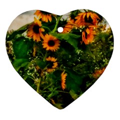 Sunflowers Heart Ornament (two Sides) by okhismakingart