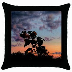 Sunflower Sunset Throw Pillow Case (black) by okhismakingart