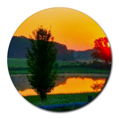 Lake Sunrise Round Mousepads by okhismakingart