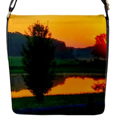 Lake Sunrise Flap Closure Messenger Bag (s) by okhismakingart