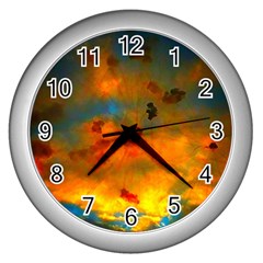 Tie-dye Sky Wall Clock (silver) by okhismakingart