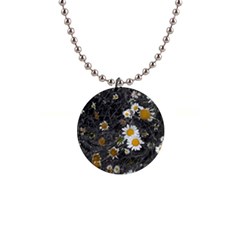 Black And White With Daisies 1  Button Necklace by okhismakingart