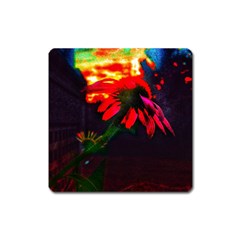 Neon Cone Flower Square Magnet by okhismakingart