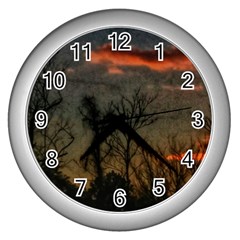 Old Sunset Wall Clock (silver) by okhismakingart