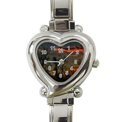 Old Sunset Heart Italian Charm Watch by okhismakingart