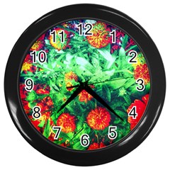 Intense Flowers Wall Clock (black) by okhismakingart