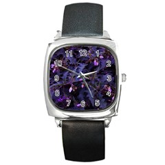 Purple Nettles Square Metal Watch by okhismakingart