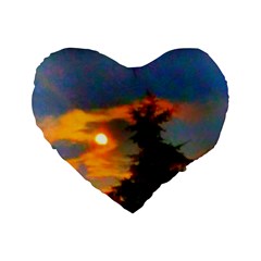 Sunrise And Fir Tree Standard 16  Premium Heart Shape Cushions by okhismakingart