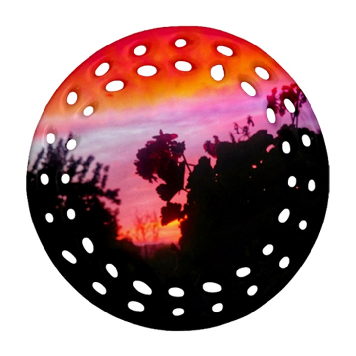 Sunset and Geraniums Round Filigree Ornament (Two Sides)