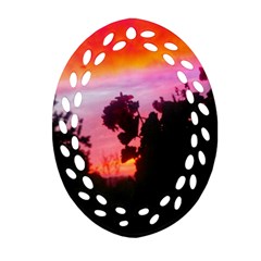 Sunset And Geraniums Ornament (oval Filigree)