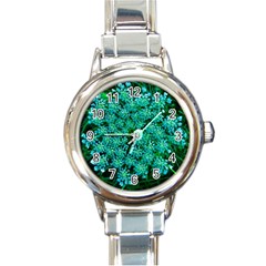 Turquoise Queen Anne s Lace Round Italian Charm Watch by okhismakingart
