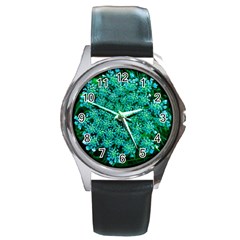 Turquoise Queen Anne s Lace Round Metal Watch by okhismakingart