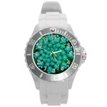 Turquoise Queen Anne s Lace Round Plastic Sport Watch (L) Front
