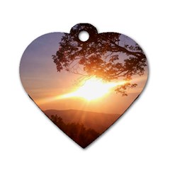 Mountain Sunset Dog Tag Heart (two Sides) by okhismakingart