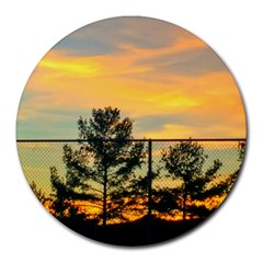 Fence Line Trees Round Mousepads by okhismakingart