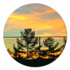 Fence Line Trees Magnet 5  (round) by okhismakingart