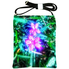 Glowing Flowers Shoulder Sling Bag by okhismakingart