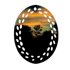 Pale Orange Sunset Ornament (oval Filigree) by okhismakingart