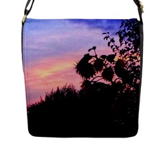 Sunflower Sunset Ii Flap Closure Messenger Bag (l) by okhismakingart