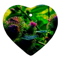 Bur Flowers Heart Ornament (Two Sides)