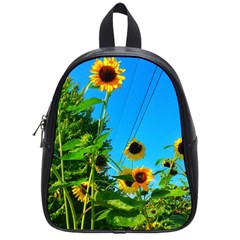 Bright Sunflowers School Bag (small) by okhismakingart