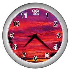 Warm Landscape Wall Clock (silver) by okhismakingart