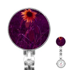 Purple Sunflower Stainless Steel Nurses Watch