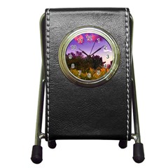 Purple Afternoon Pen Holder Desk Clock by okhismakingart