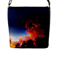 Deep Blue Sunset Flap Closure Messenger Bag (l) by okhismakingart