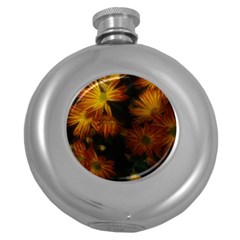 Red Striped Flowers Round Hip Flask (5 Oz) by okhismakingart