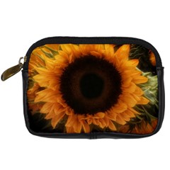 Single Sunflower Digital Camera Leather Case by okhismakingart