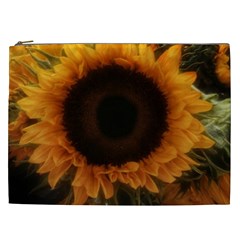 Single Sunflower Cosmetic Bag (xxl) by okhismakingart