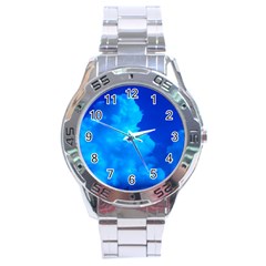 Deep Blue Clouds Stainless Steel Analogue Watch by okhismakingart