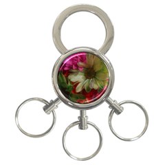 Grainy Green Flowers 3-ring Key Chains by okhismakingart