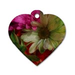 Grainy Green Flowers Dog Tag Heart (Two Sides) Front