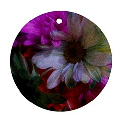 Grainy Green Flower (with Blue Tint) Ornament (round)