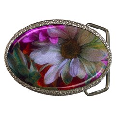 Grainy Green Flower (with Blue Tint) Belt Buckles by okhismakingart