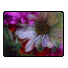 Grainy Green Flower (with Blue Tint) Fleece Blanket (small)