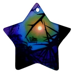 Rainbow Moon And Locust Tree Star Ornament (two Sides) by okhismakingart