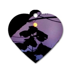 Moon And Catalpa Tree Dog Tag Heart (one Side) by okhismakingart
