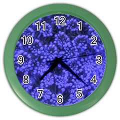 Blue Queen Anne s Lace (up Close) Color Wall Clock by okhismakingart