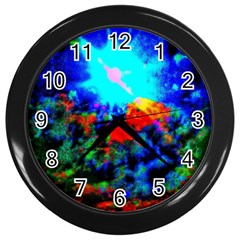 Psychedelic Spaceship Wall Clock (black) by okhismakingart