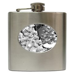 Black And White Christmas Hip Flask (6 Oz) by okhismakingart