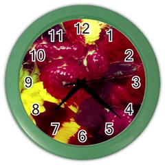 Sunflower And Cockscomb Color Wall Clock by okhismakingart