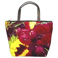 Sunflower And Cockscomb Bucket Bag by okhismakingart