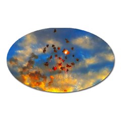 Football Fireworks Oval Magnet by okhismakingart