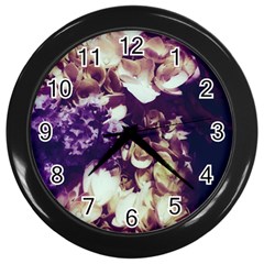 Soft Purple Hydrangeas Wall Clock (black) by okhismakingart