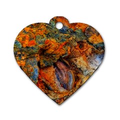 Rainbow Fossil Dog Tag Heart (one Side)