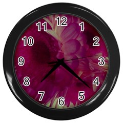 Pink Highlighted Flowers Wall Clock (black) by okhismakingart