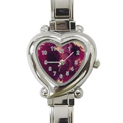 Purple Highlighted Flowers Heart Italian Charm Watch by okhismakingart